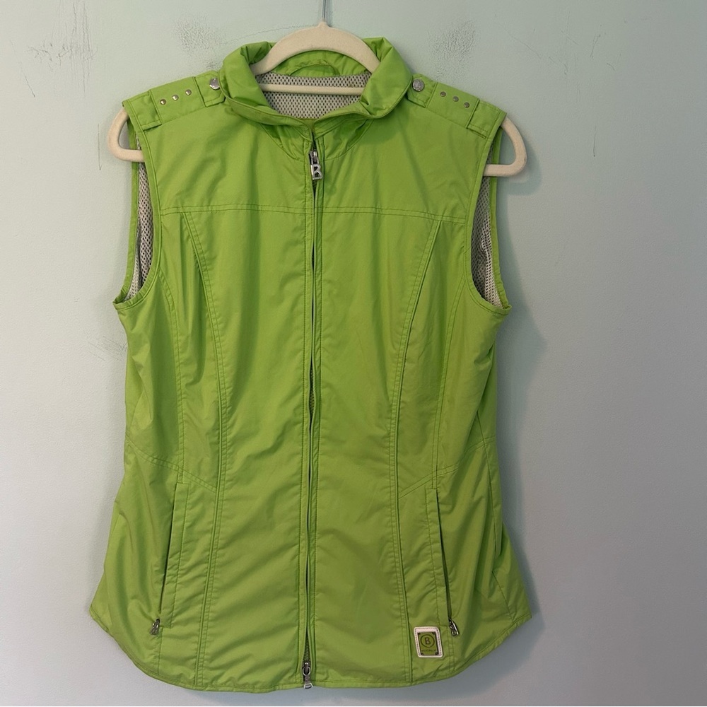 Bogner Sport Lime Green Full Zip Outer Shell Vest Size Medium